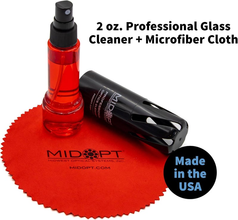 MidOpt Professional Optics Cleaning Solution and Microfiber Cloth, for Clean and Smudge-Free Lenses, Convenient Tube for On-The-Go, 2 oz (59.1 mL), POC1 - Image 1